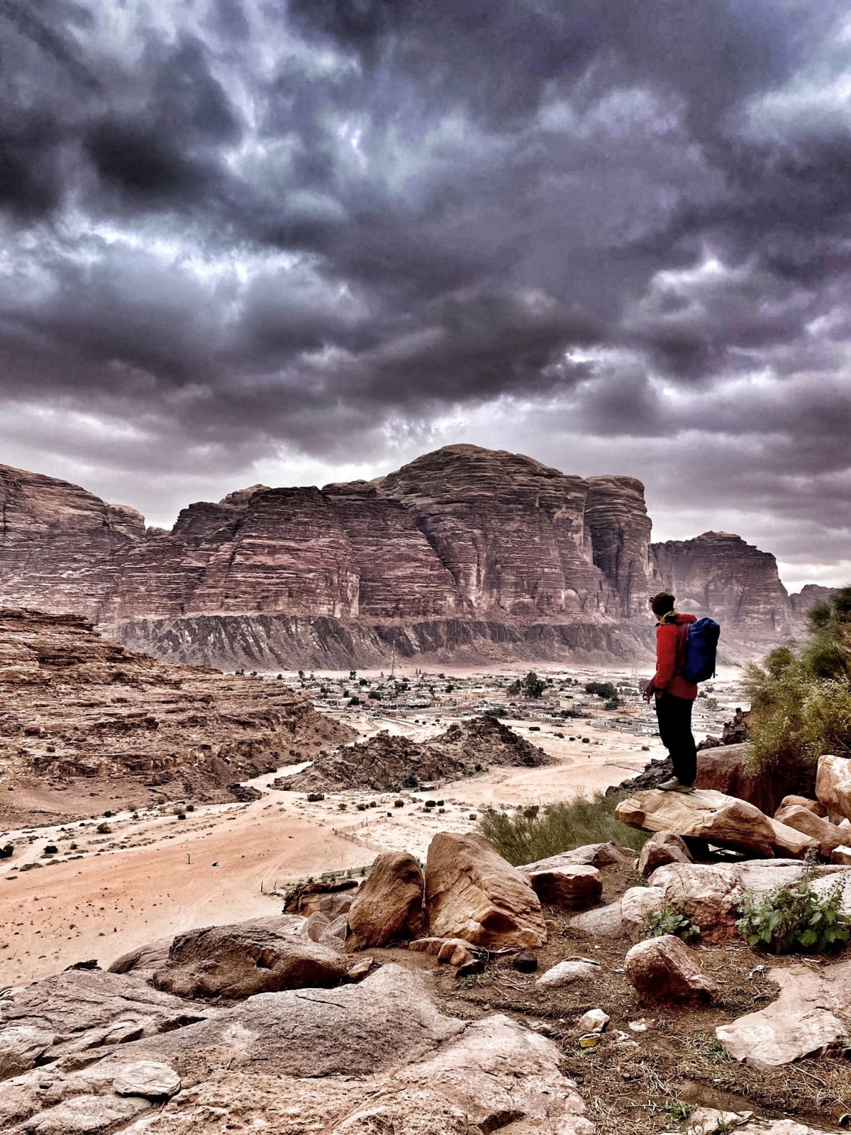 Rock climbing in Wadi Rum Jordan